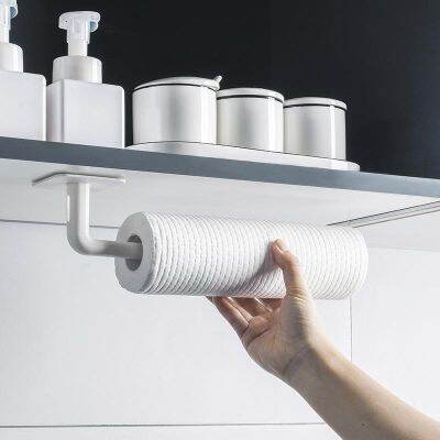 【CW】 Self-adhesive Tissue Hanger Plastic Paper Roll Holder Wall Mounted Storage Rack Organizer Shelf for