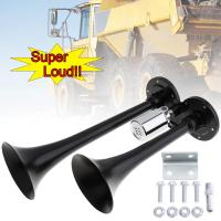 KUMSUN 12V24V 178DB Super Loud Black Dual Trum Electronically Controlled Car Air Horn สำหรับรถยนต์รถบรรทุกเรือรถจักรยานยนต์อิเล็กทรอนิกส์