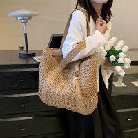 2023 New Straw ided Bag Hand- Simple Handbag Holiday Beach Bag Single Shoulder Bag Casual Trend Tote Bag Shopping Bag