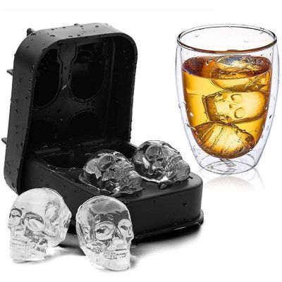 3D Skull Ice Mold Silicone Ice Cube Tray Very suitable for whiskey  bourbon  cocktails  beer  fruit drinks Ice Maker Ice Cream Moulds