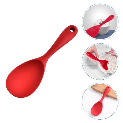 ❀ 1Pc Silica Gel Rice Spoon Non-stick Rice Spoon Soup Rice Spoon Supply (Red)