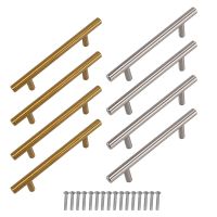 8 PCS Gold Silver Handles Hardware Stainless Steel Drawer Pulls, Cabinet Door Handles for Kitchen Bathroom Furniture