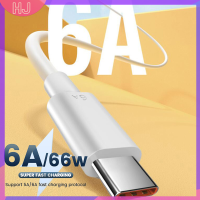 【HJ】 2เมตร6A 66W USB Type-C Super FAST CHARGE CABLE สำหรับ Xiaomi Huawei