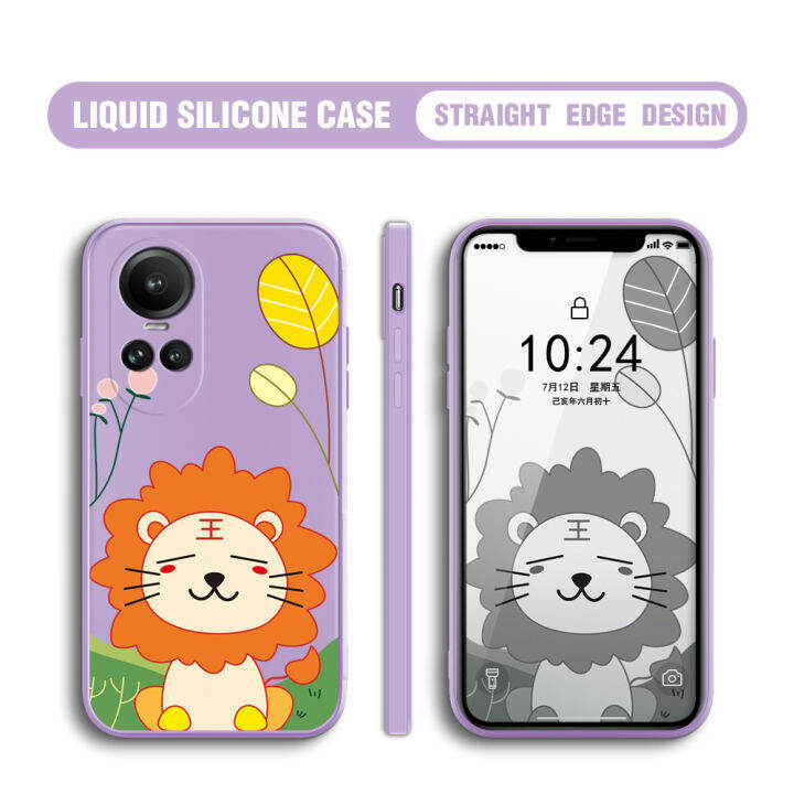 เคส-ggk-สำหรับ-oppo-reno10-pro-5g-เคสโทรศัพท์การ์ตูนสิงโตน่ารัก-สแควร์ของเหลวปลอกซิลิโคนเคสป้องกันทนแรงกระแทกกล้องคลุมทั้งหมด