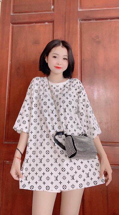 Lazada Trợ Giá ] Áo Phông Lv Ép Vân Nổi Thời Trang, Áo Thun Ngắn Tay Cổ  Tròn, Áo Đôi Nam Nữ - Bee Shop X434 | Lazada.Vn