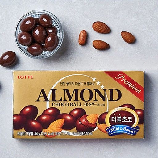 ขนมอัลมอนด์เคลือบช็อคโกแลต-จากเกาหลี-lotte-almond-choco-ball-46g