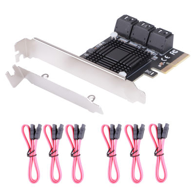 6 Port SATA 3 PCIe Controller Card 6Gbps SATA 3.0 to PCI-E Expansion Card SATA PCI Express Internal Adapter with ASM1166 Chip