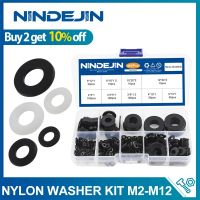 NINDEJIN 465pcs Black White Nylon Washers Assortment Kit M2 M2.5 M3 M4 M5 M6 M8 M10 M12 M14 M16 Plastic Plain Flat Washer Set Nails Screws  Fasteners