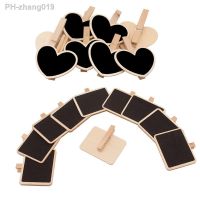 10Pcs/lot Small Wooden Mini Blackboard Chalkboard with Clip Peg Memo Note Message Board Clamp Black Boards 2 Shapes