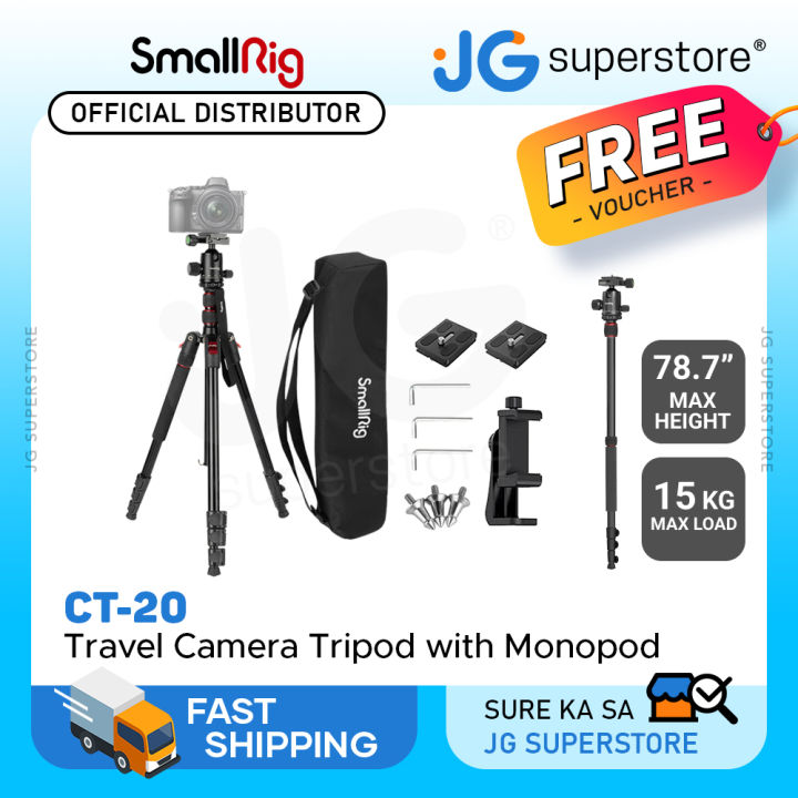 SmallRig CT-10 / CT-20 Lightweight 4-Section Aluminum Travel Tripod ...