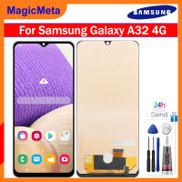 MagicMeta LCD จอ TFT สำหรับ Samsung Galaxy A32 4G SM-A325F A325F จอแสดงผล LCD แบบสัมผัสหน้าจอประกอบดิจิไทเซอร์พร้อมกรอบหน้าจอ LCD เปลี่ยนกระจกกันรอยดิจิตอลสัมผัสสำหรับ Samsung A32 4G A325แอลซีดี