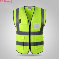 Fashion Pockets Zipper Sleeveless Traffic Safety Protection Working Security Construction Shirts Summer Reflective Vest