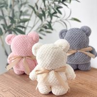 ✹ 35x75cm Bear-shaped Baby Hand Towel Coral Fleece Bath Towels Pineapple Grid Soft Muslin Cotton Towel Absorbent Children Gifts