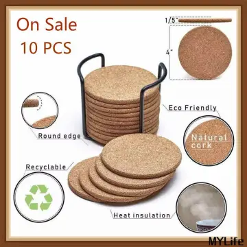 10Pcs Wooden Coasters for Drinks-Natural Wood Drink Coasters Set for  4*4inches