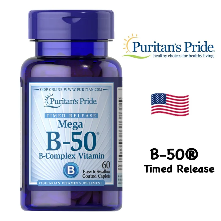 Puritan's Pride Vitamin B-50® Complex Timed Release / 60 Caplets ...