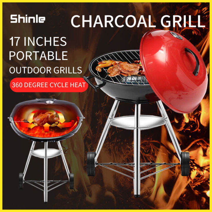 Charcoal Grill Outdoor Camping BBQ with Stand 17 inches Portable Apple