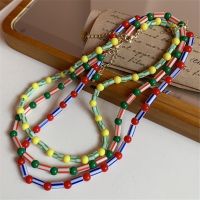 【DT】hot！ Korea Bohemia Colorful Beads Necklace Splicing Clavicle Chain for Jewelry Gifts HUANZHI 2022