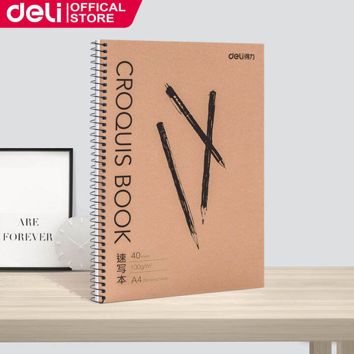 Deli A4 Sketchbook Thick Paper 7696 (300mmx210mm/40 pages) Lazada PH