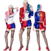 Halloween X Suicide Squad Harley Quinn Harley Quinn ชุดคอสเพลย์สี่ชิ้น