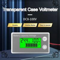 REQDSV DC8-100V ตัวแสดงความจุแบตเตอรี่ จอ LCD แสดงผล ลิเธียม LiFePO4เซลล์ตะกั่วกรด เครื่องวัดแรงดันไฟฟ้า ของใหม่ ความแม่นยำสูงและแม่นยำ มิเตอร์ไฟฟ้ามิเตอร์