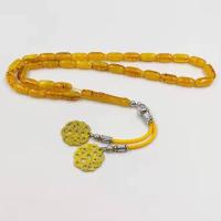 Tasbih เรซินสีเหลืองผู้ชาย Islam Rosario Braccialetto Regalo Musulmano Perline Di Preghiera Turche Accessori Arabi Gioielli Di Moda Misbaha