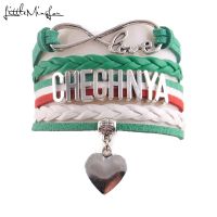 Little MingLou Infinity Love Country Chechnya Bracelet Heart Charm Leather Wrap Men Bracelets &amp; Bangles For Women Jewelry Replacement Parts