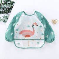 【DT】hot！ Baby feeding bibs waterproof long sleeve burp cloth cute painting soft toddler