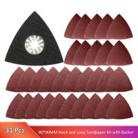 ﹍❧☃ 31Pack Grinding Triangle Oscillating Sandpaper Triangular Sanding Pad Hook Loop 80/ 120/ 180/ 240/ 320/ 40 Grit For Multitool