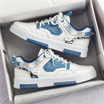 New Trendy Men Sneakers White Blue Mens Casual Shoes Quality Casuak Sneakers Male Comfort Non-slip Mens Flats Zapatillas Hombre
