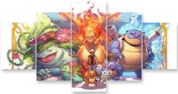Pokemon Anime Canvas Painting 5 Pikachu Bulbasaur Posters and Prints Wall Art Print Mural Pictures Living Room Home Decoration