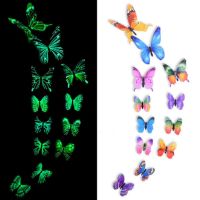 ZZOOI 12pcs Luminous Butterfly Design Decal Art Wall Stickers Room Home Supplies