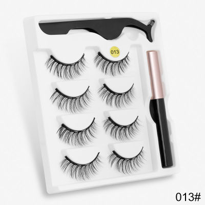 Wholesale 5 BoxesSet 4pairs 3D Mink Magnetic Eyelashes Natural Short False Lashes Magnetic Eyeliner Lashes Set Extension Makeup