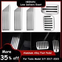 Heenvn แผ่นเหยียบเท้าสำหรับรถยนต์ Model3 2023ที่หุ้มแป้นเหยียบเบรคสำหรับเทสลารุ่น3 Y 2022อุปกรณ์เสริมคันเร่งอะลูมินัมอัลลอย