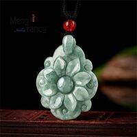 ธรรมชาติ jadeite น้ำแข็งยืนยาวดอกไม้จี้เสน่ห์แฟชั่นเครื่องประดับ Fine พระเครื่องผู้ชายผู้หญิงสร้อยคอหรูหราของที่ระลึกของขวัญวันหยุด