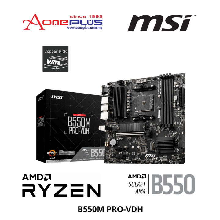 (AONE PLUS SS2) MSI B550M PRO-VDH AM4 M-ATX MOTHERBOARD (911-7C95-028 ...