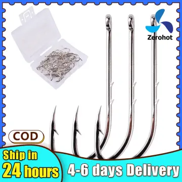 50pcs/box High Quality Barbed Perforated Carbon Steel Fishing Hooks Fish  Bait Fish Hook Fly Fishhooks 6 