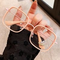 Vintage Alloy Square Anti-blue Light Computer Eyeglasses For Women Elegant Oversize Candy Color Pink Glasses Frame Female Myopia