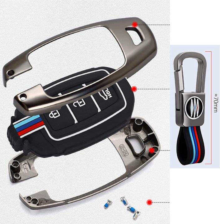 key-fob-cover-case-metal-shell-smart-key-holder-compatible-for-hyundai-kona-veloster-i30-ix35-solaris-azera-grandeur-ig-elantra-accent-santa-fe-palisade-5-buttons