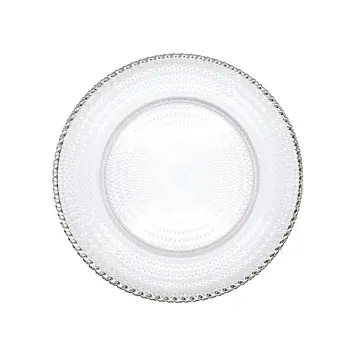 Nordic Gold Bead Glass Charger Plate for Dinner Decorative Salad