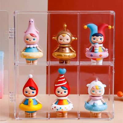 6 Grids Dustproof Collectible Figure Toy Display Case Clear Acrylic Countertop Mini Dolls Showcase Desktop Storage Organizer