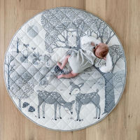 Round Baby climbing mat Childrens carpet Child safety protective carpet kid animal pattern cushion Baby play mat Childrens rug