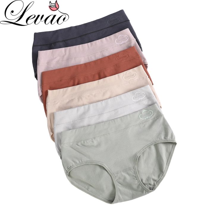 COD Levao Women's Panties Graphite Antibacterial Panty Mid Waist Cotton  Briefs