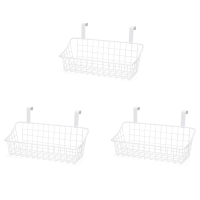 3X Basket with Hook Grid Storage Basket, Hang It Behind A Door or on A Railing, Over the Cabinet Door, White