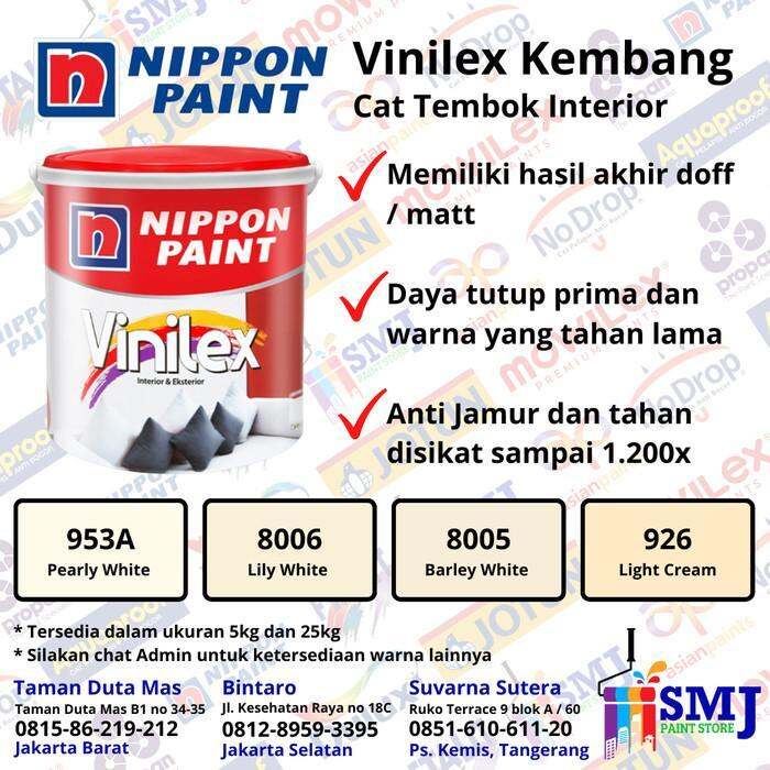 CAT TEMBOK INTERIOR NIPPON PAINT VINILEX WARNA PUTIH KEMASAN 5 KG ...