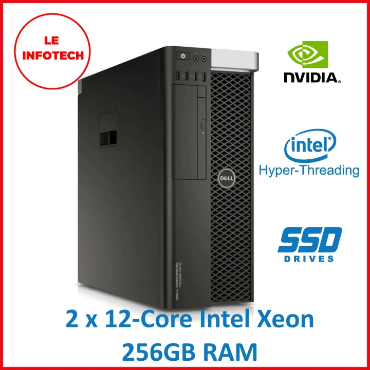 Dell Precision T7810 Desktop Workstation 2x12-Core Intel Xeon E5-2600 32/64/128/256 GB DDR4 New 512GB SSD Nvidia Quadro 1GB GPU Win10Pro Used 90 Days Warranty - Leinfotech