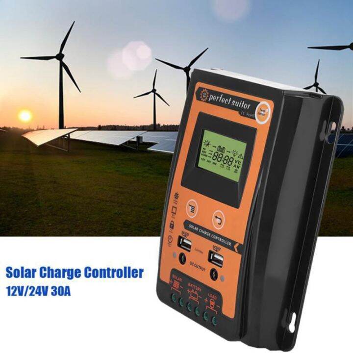 30a-mppt-pwm-solar-charge-controller-12v-24v-solar-panel-battery-regulator-dual-usb-port-lcd-display