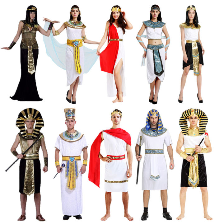 Cleopatra Costume Ancient Egypt Pharaoh Cosplay Theme Party Dresses For Adult Man Woman Female