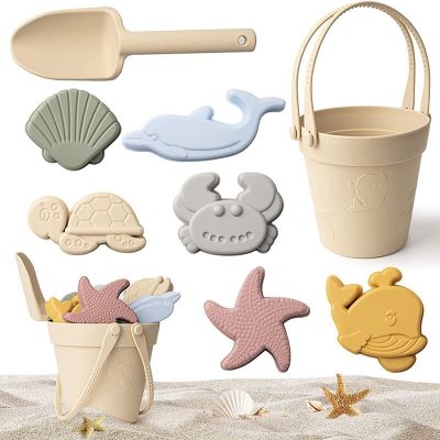 ของเล่นชายหาดฤดูร้อน Silicone Bucket ชุดของเล่นชายหาด Sandcase Shovel Castle Model เครื่องมือเล่นน้ำชายหาด