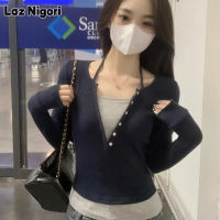 Laz Nigori เสื้อยืดผู้หญิงแขนยาวแบบบางแบบสั้นใหม่สำหรับฤดูใบไม้ร่วง