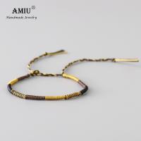 AMIU Handmade Waterproof Woven Wax Thread Wrap Bracelet Simple Rope Knot Bracelet Macrame Bracelet for Men and Women Charms and Charm Bracelet